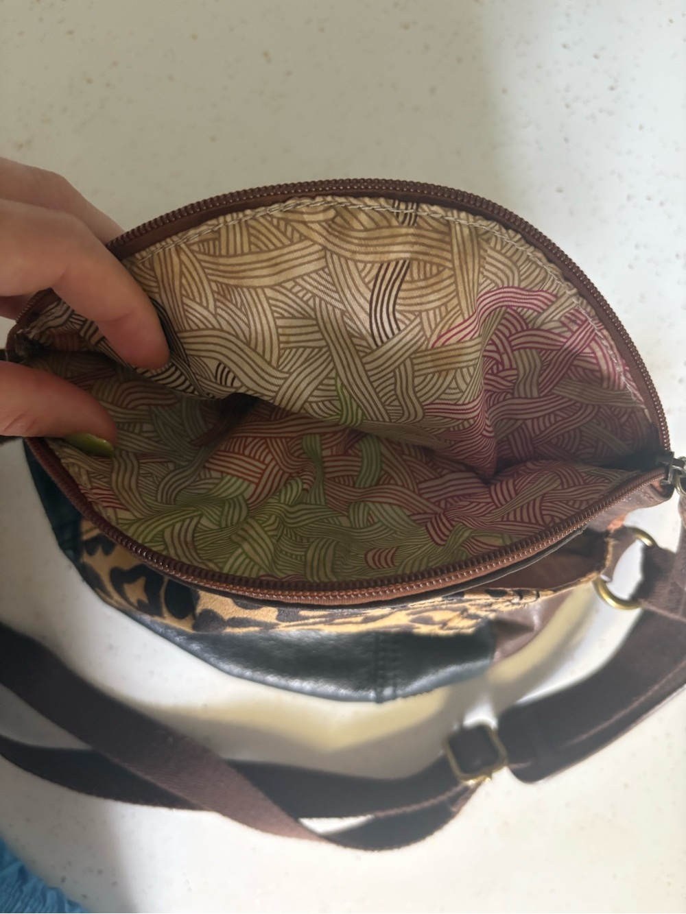 The Sak Brown Leather & Leopard slouchy Shoulder Bag - Picture 8 of 9